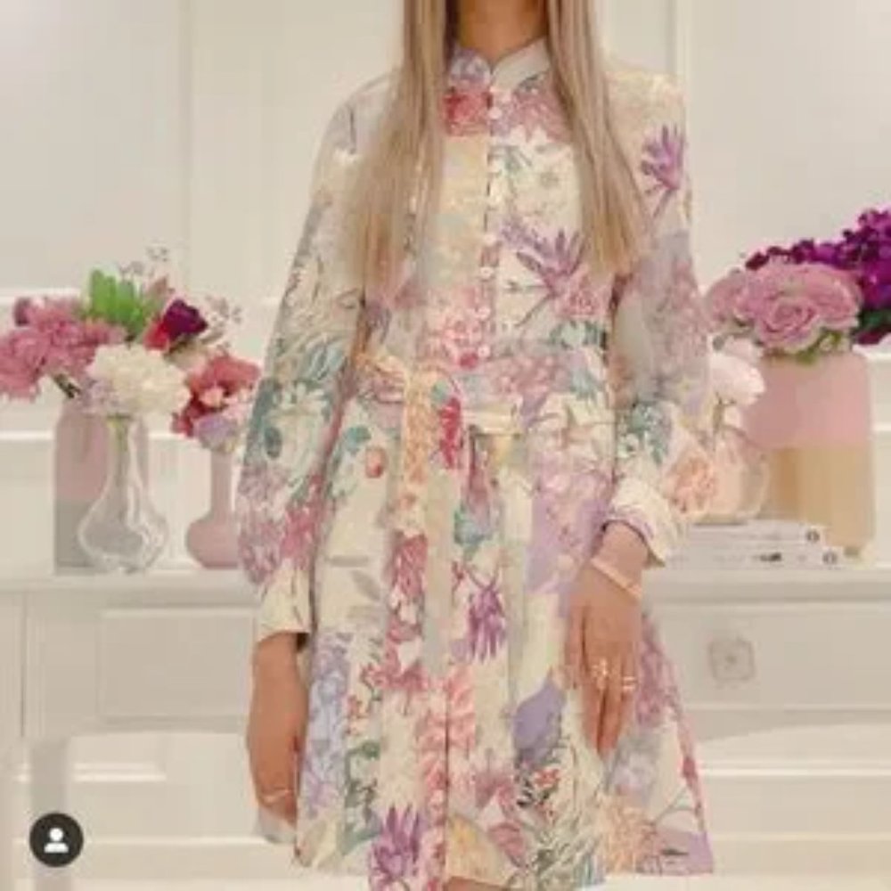 NWT ZARA Linen Floral Print Dress Blogger Favorite - Picture 11 of 16